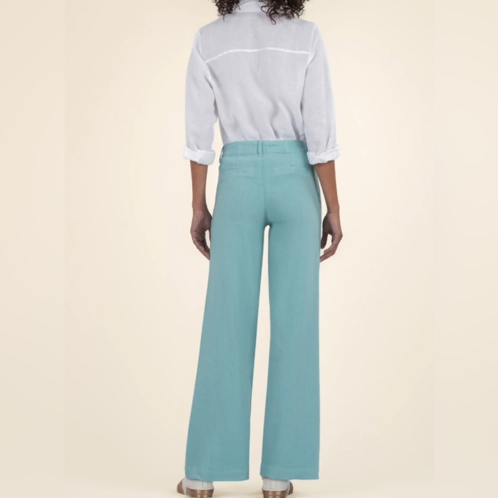 Kut from the Kloth High-Rise Wide Leg Pants in Aqua Blue - Picture 3 of 10